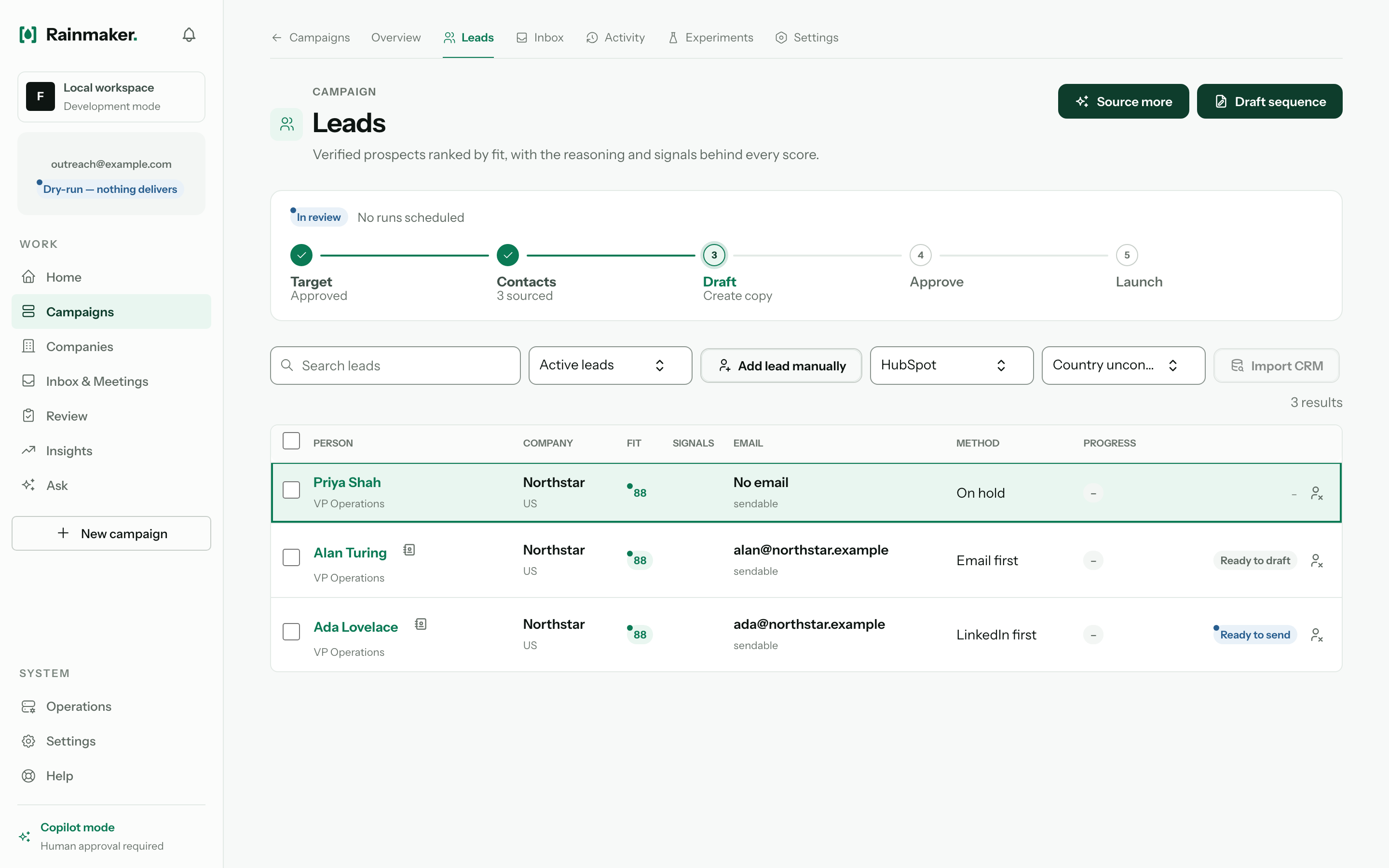 Rainmaker — Verified leads, ranked by fit