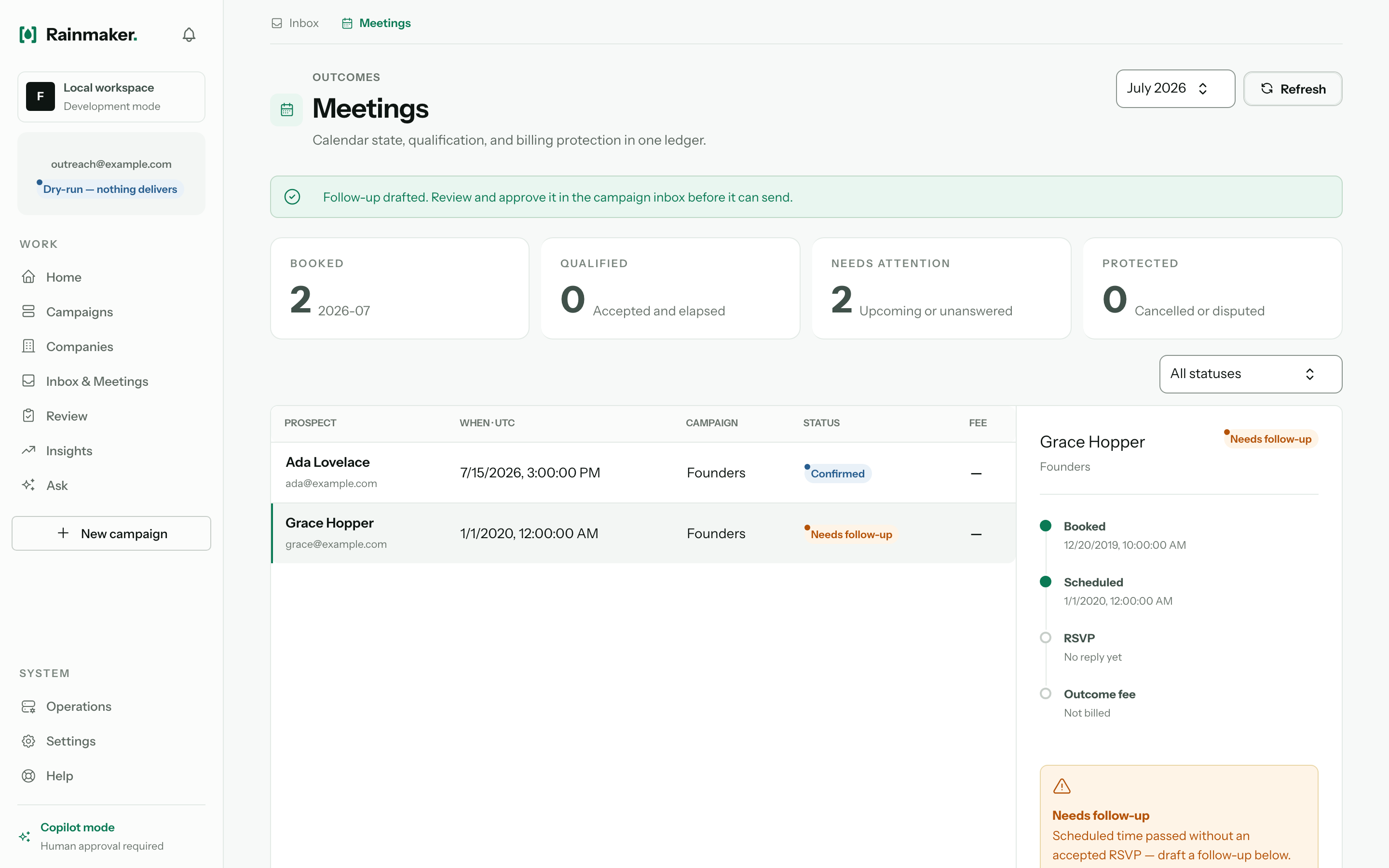 Rainmaker — Meetings, tracked to the outcome