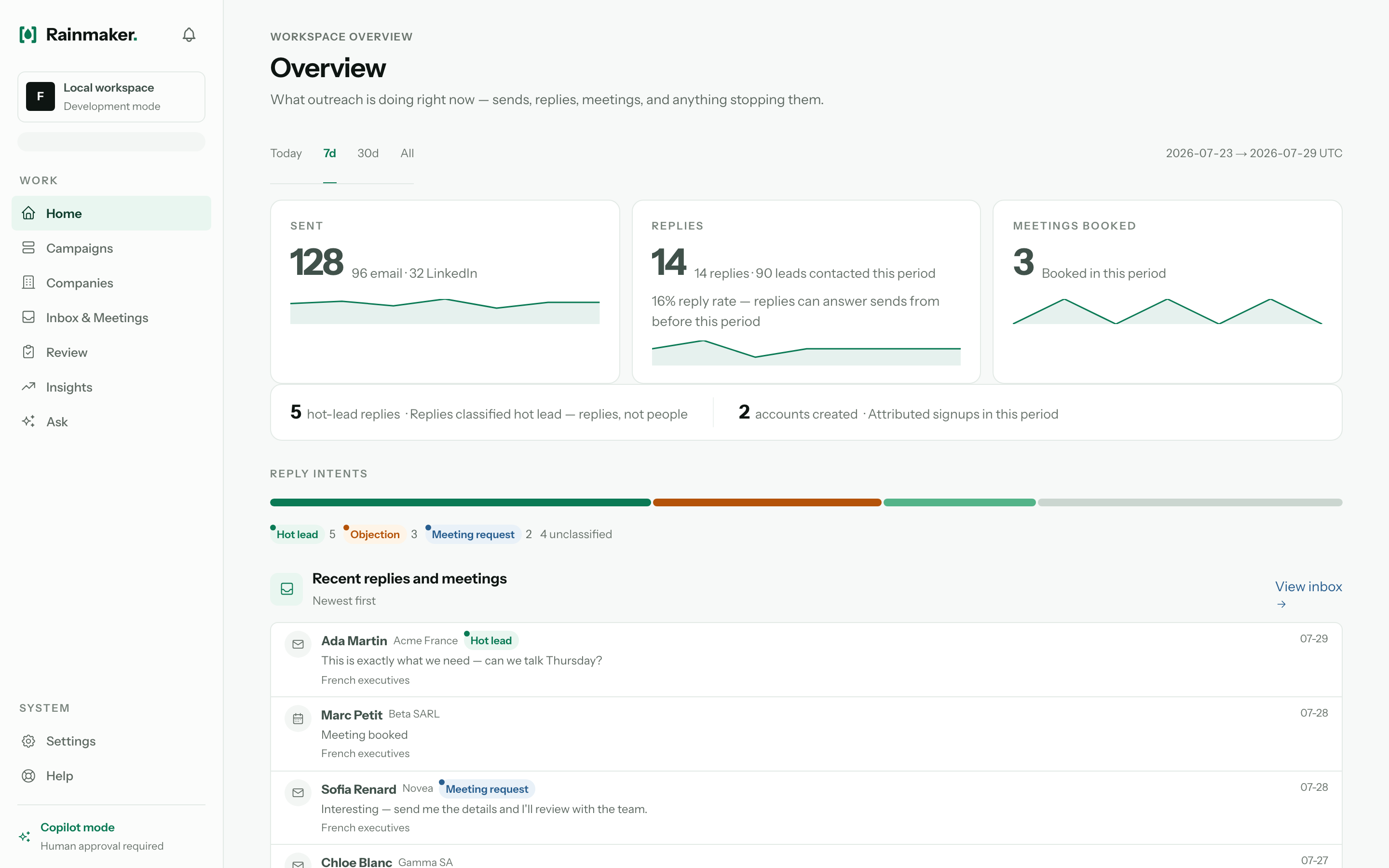 Rainmaker — One screen for the whole operation