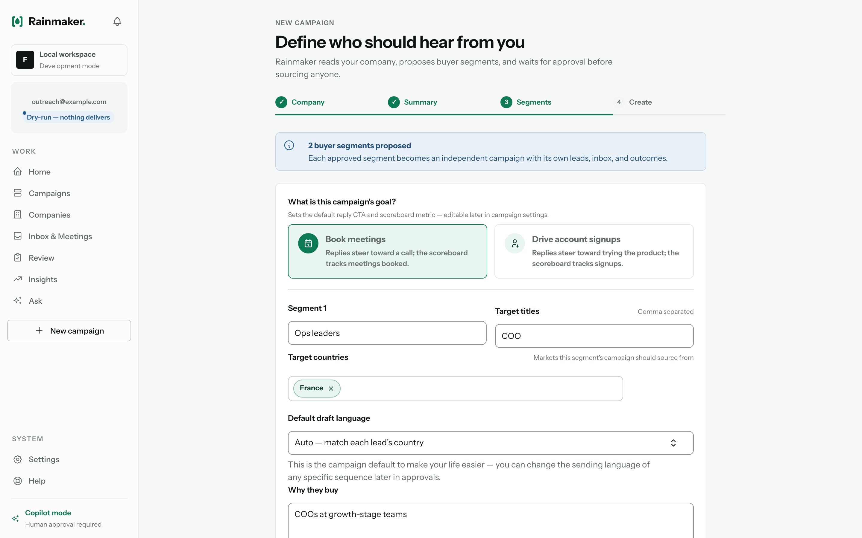 Rainmaker — Buyer segments built from your site