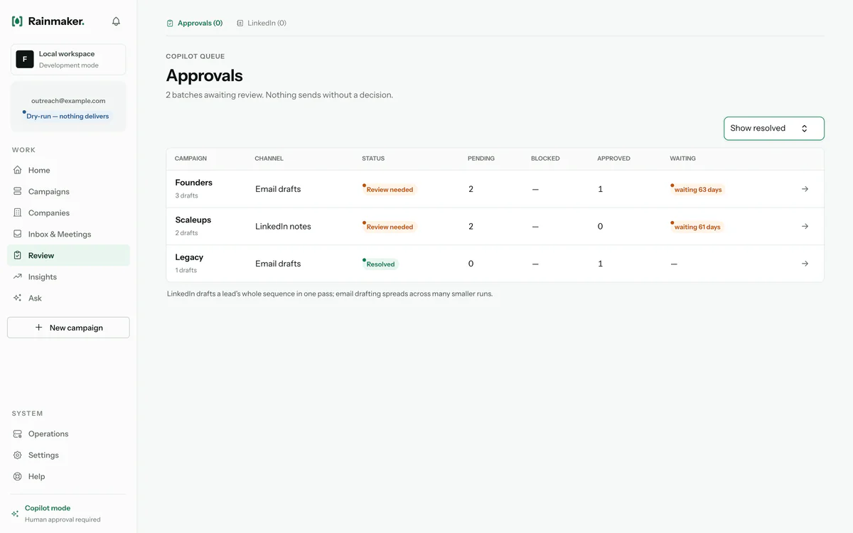 File de validation Copilot - rien ne part sans décision