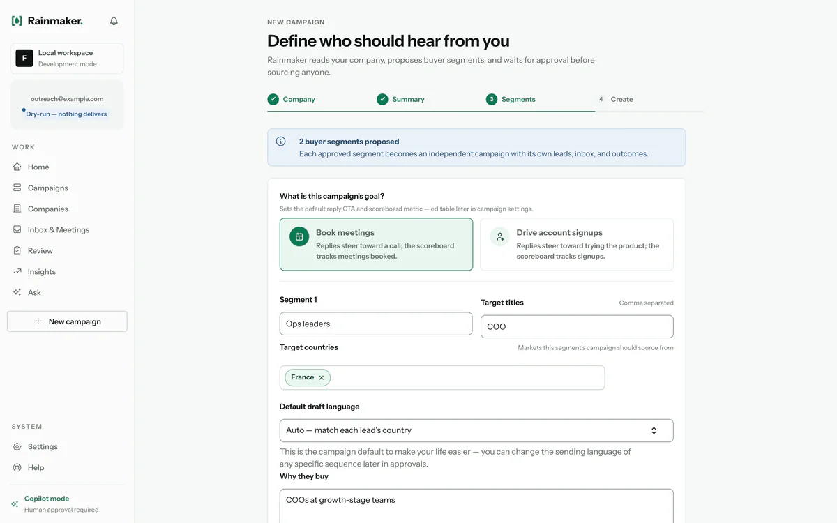 Buyer segments drafted from your website